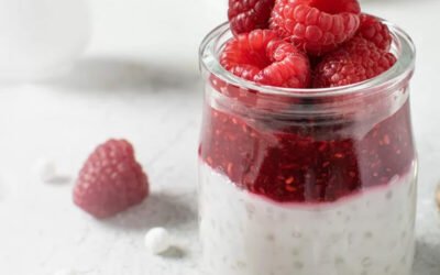 Pudding z tapioki z malinami