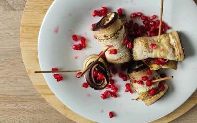 Roladki z&nbsp;pieczonego bakłażana z&nbsp;szynką i&nbsp;mozzarellą